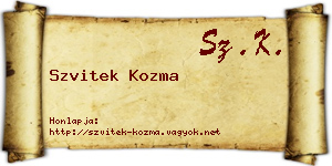 Szvitek Kozma névjegykártya